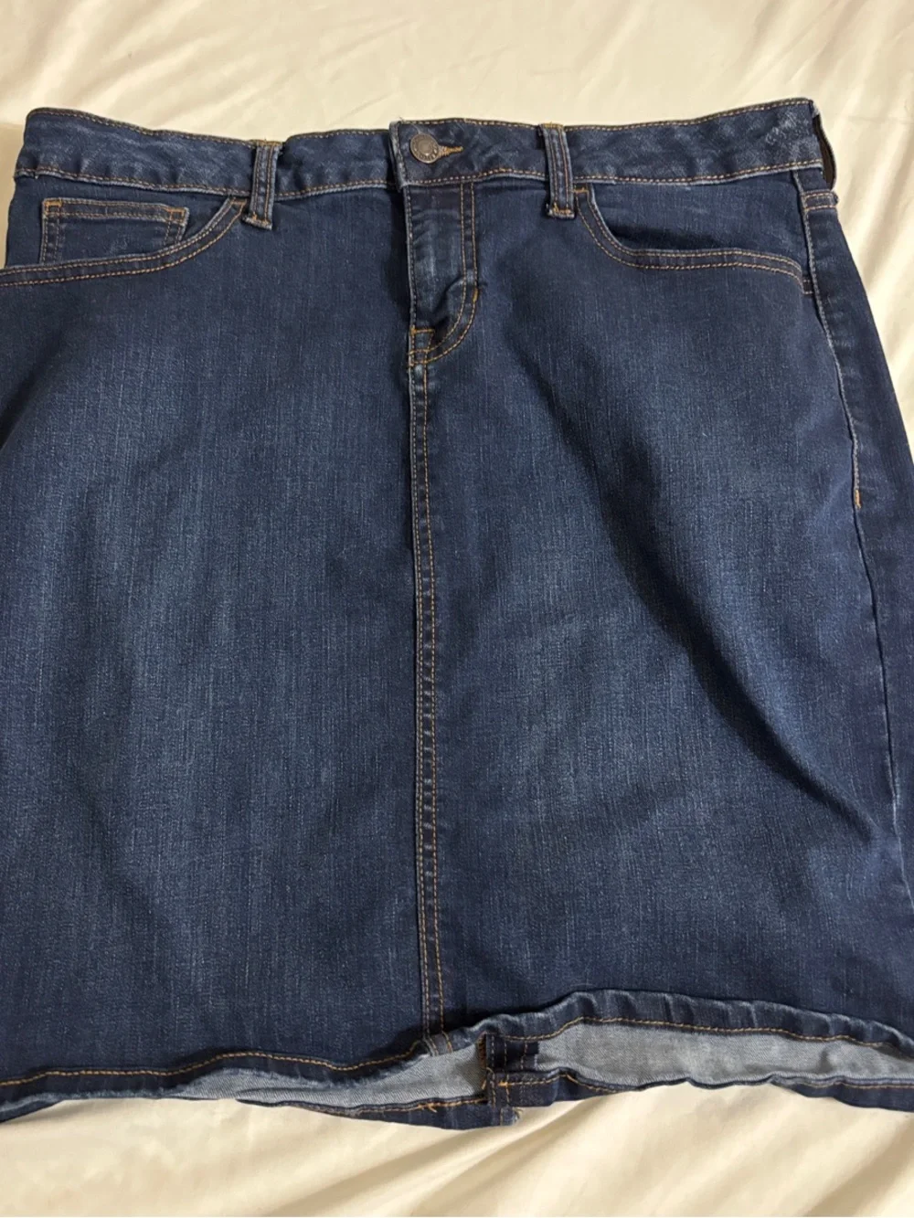 Classic Dark Blue Denim Skirt western skater stretch Boho capsule wardrobe H